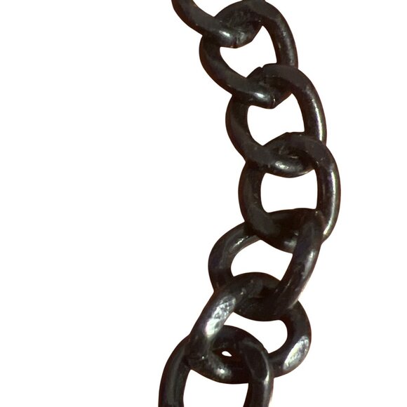 Long Black & Gold Tone Chain Link Necklace Lobster Clasp Double Layer 38" - Picture 2 of 4